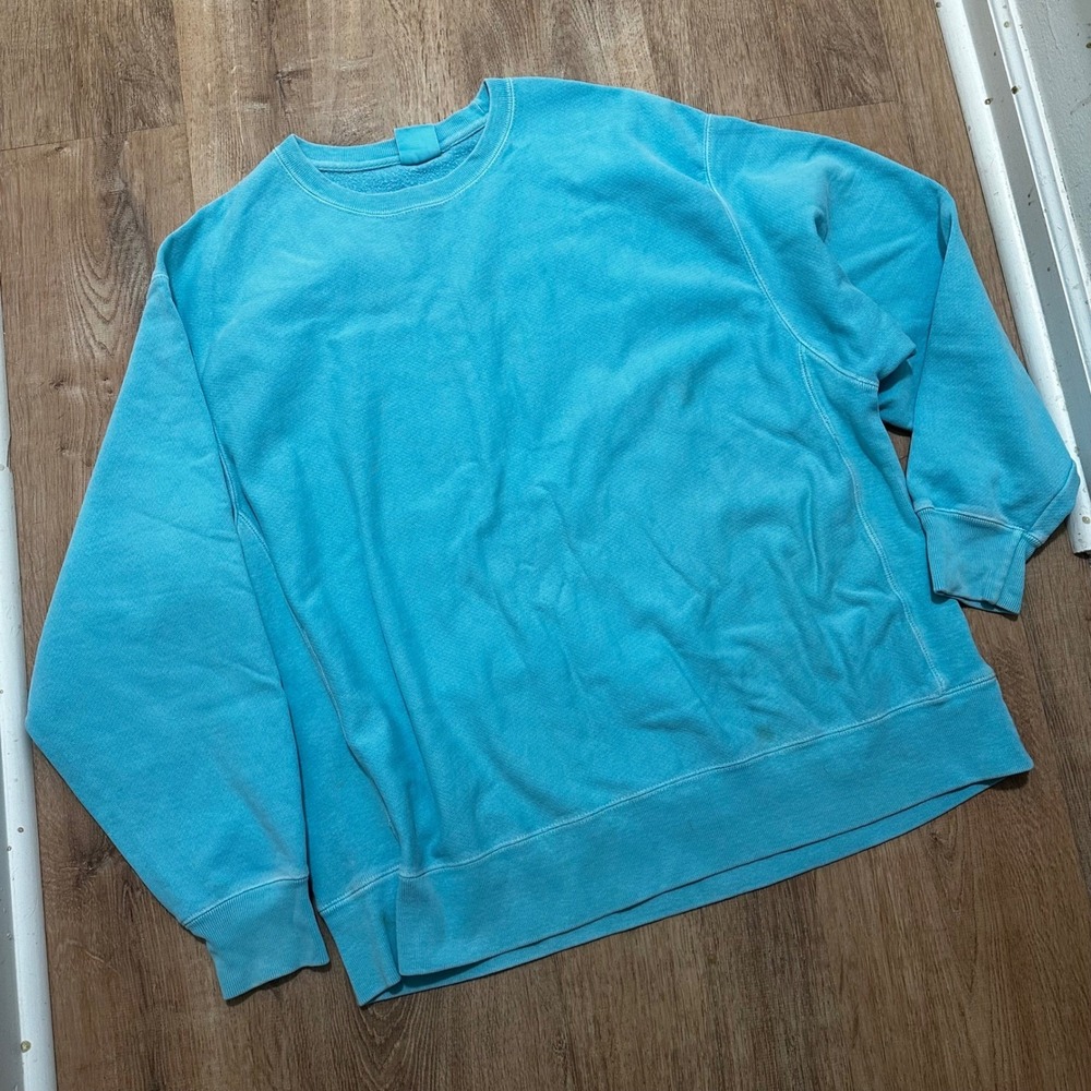 Champion | Women's Turquoise Blue Garment Dye Reverse Weave Sweatshirt, 2XL